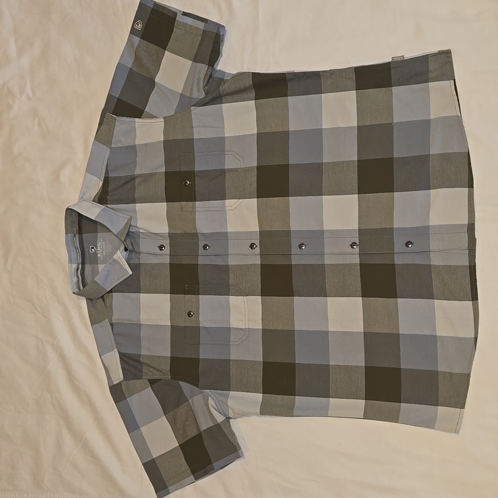 Men's Kuhl Checkered Blue And Hrsy Button Down Shirt